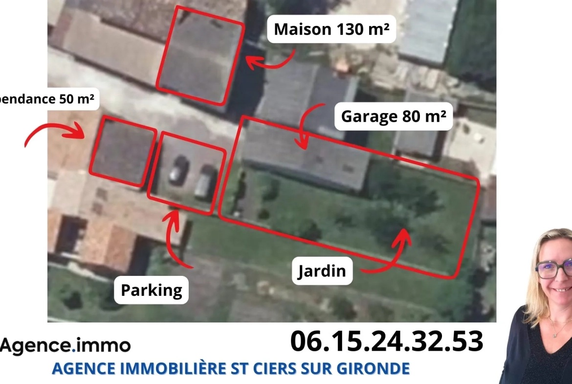 Maison 3 chambres avec dépendance et grand garage à Saint-Ciers-sur-Gironde 