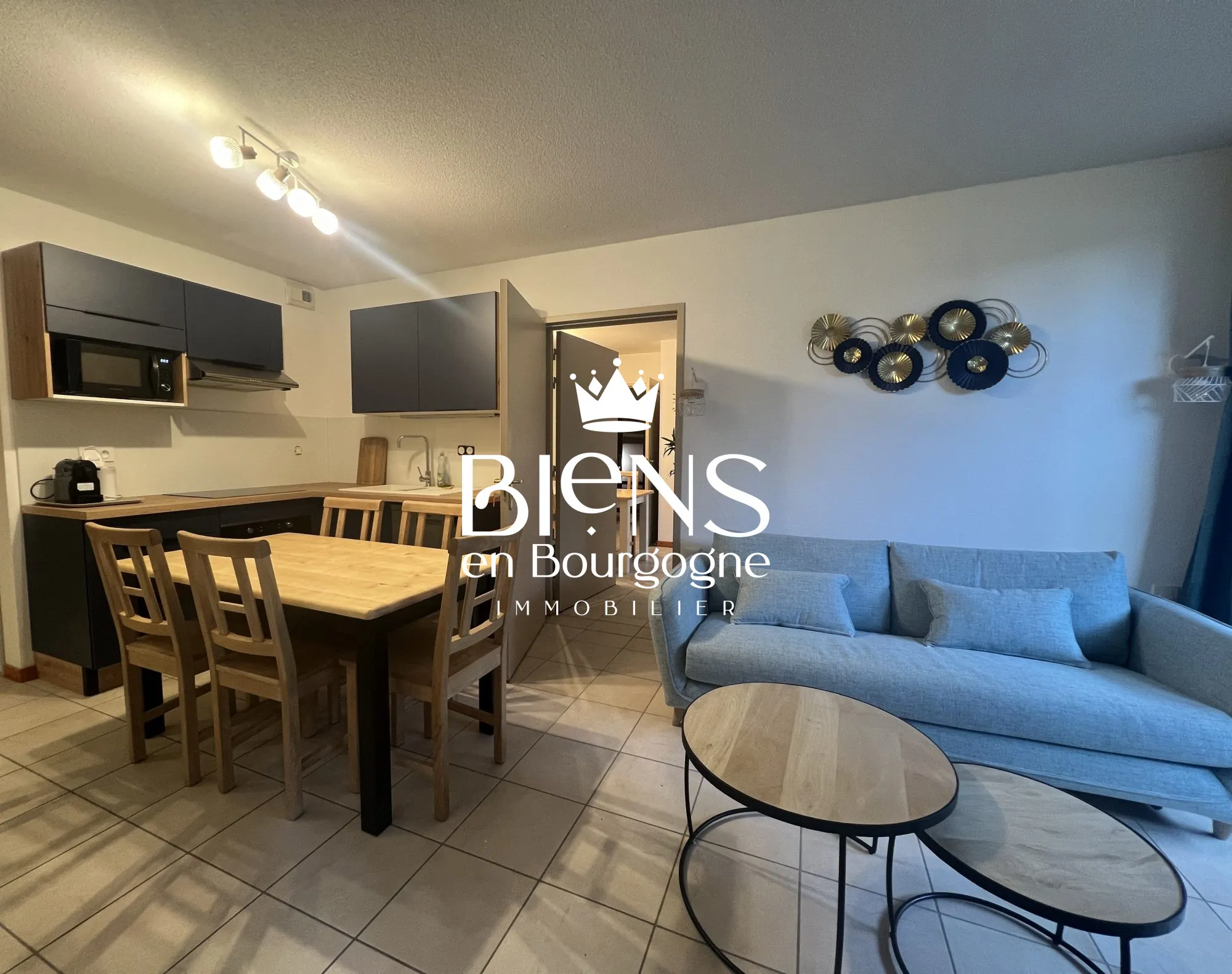 SEJOUR CUISINE Appartement en Rez-de-Chaussée avec Terrasse et Piscine à Beaune 