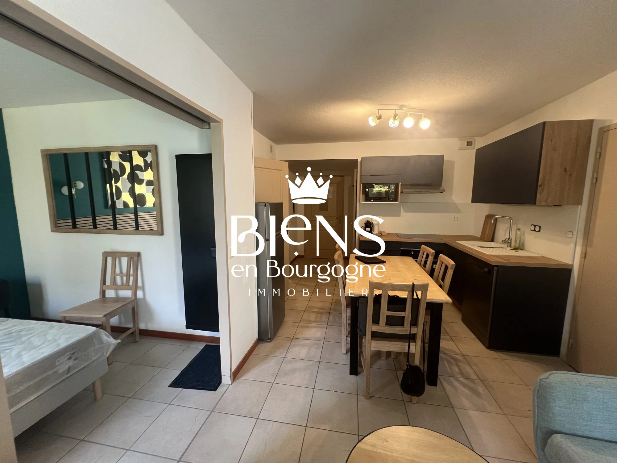 SEJOUR CUISINE Appartement en Rez-de-Chaussée avec Terrasse et Piscine à Beaune 