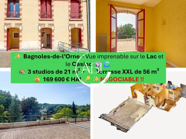 Vente de 3 studios avec terrasse à Bagnoles de l'Orne