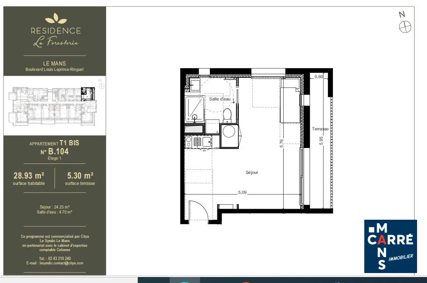 Appartement T1 bis avec terrasse à Le Mans - Résidence La Foresterie 
