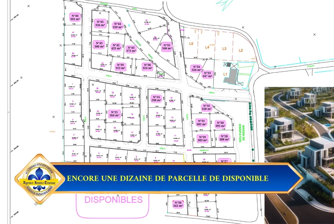 Terrain de 350 m² à Saint-Benoît, constructible et idéalement situé dans un cadre résidentiel calme 