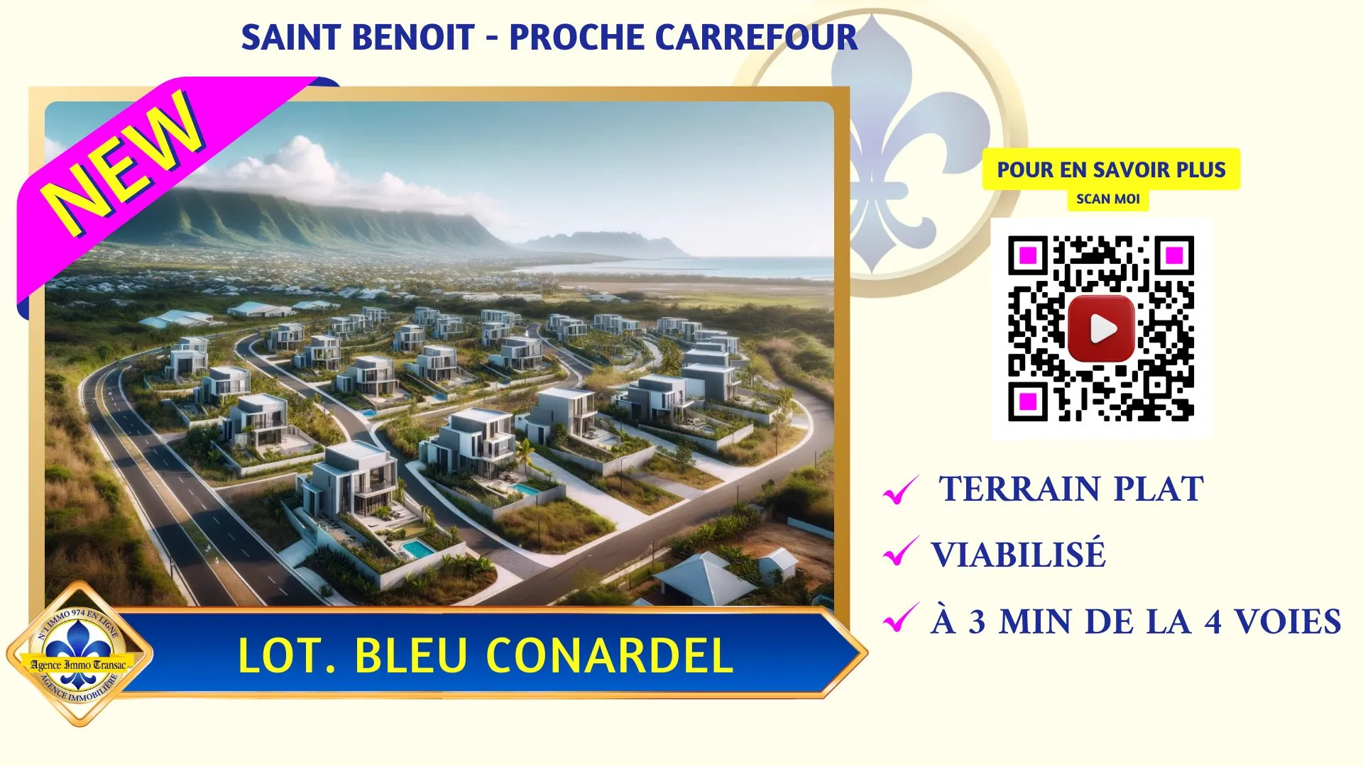Terrain de 350 m² à Saint-Benoît, constructible et idéalement situé dans un cadre résidentiel calme 