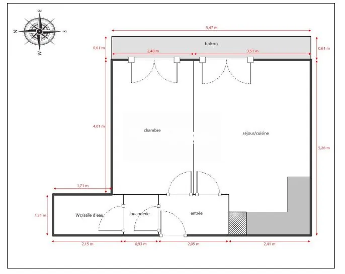 Appartement 2 pièces à Marseille Menpenti avec balcon et cave, dernière étage 