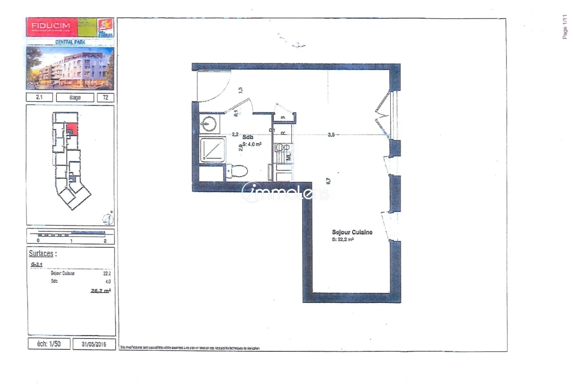 Studio rénové de 26,1 m² à Arras, idéal investissement locatif 