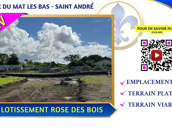 Terrain constructible de 401 m² à Saint André, lotissement sécurisé et prêt à bâtir