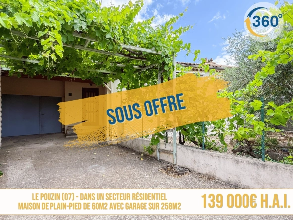 Maison mitoyenne à rénover avec garage au Le Pouzin, 2 chambres et jardin