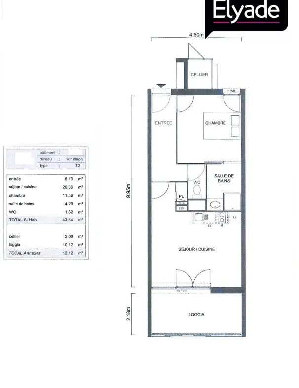 Appartement T2 lumineux de 44 m² avec balcon à Blagnac 