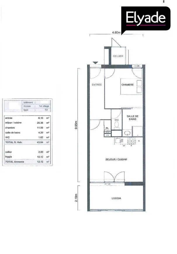 Appartement T2 lumineux de 44 m² avec balcon à Blagnac 