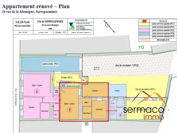 plan Appartement T2 de prestige avec terrasse au RDC à Sarreguemines