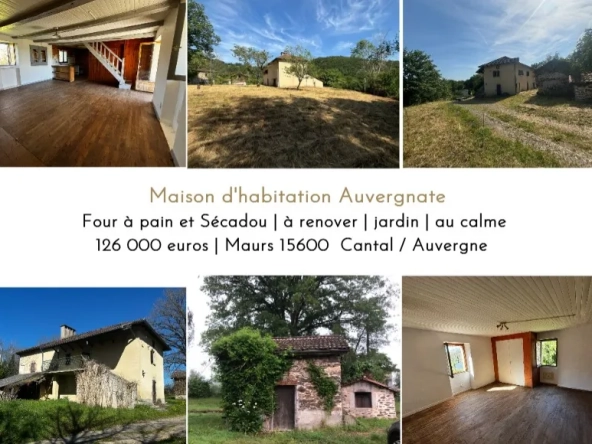 Maison Auvergnate à rénover avec jardin, proche Maurs-la-Jolie