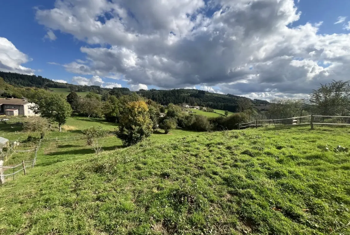 Terrain constructible de 1367m² à Poule-les-Écharmeaux - Vue dégagée et proximité des commodités 