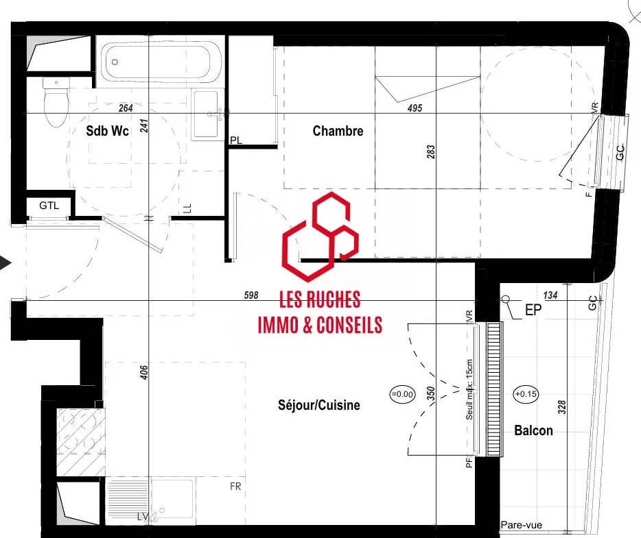 Appartement T2 à vendre à Mantes-la-Jolie, 39,71 m² en centre-ville 