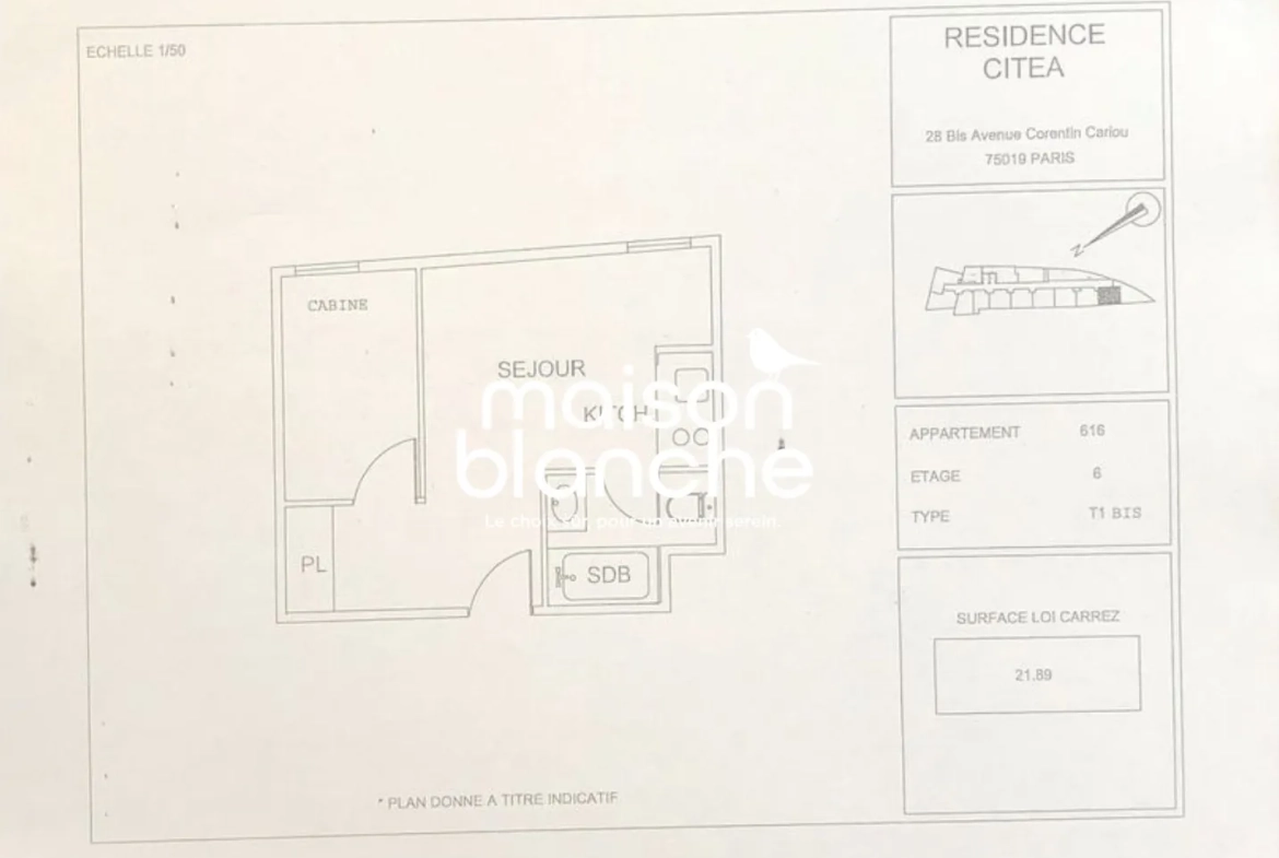 Appartement T1 meublé à Paris La Villette en LMNP avec bail commercial jusqu'en 2029 