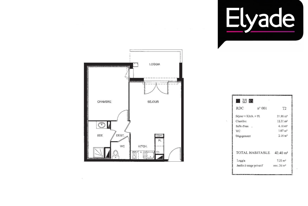 A vendre appartement T2 lumineux de 41,24 m² à Saint-André-de-Cubzac 