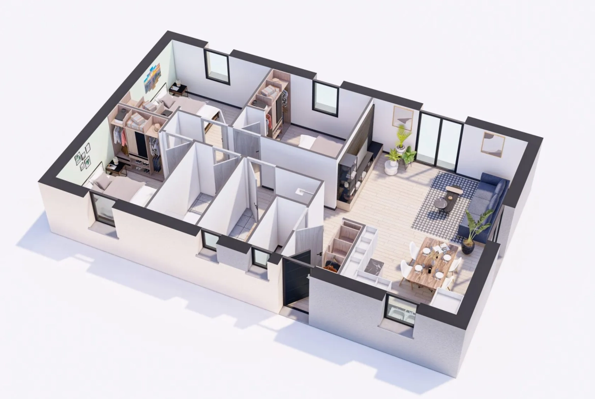 Maison neuve à Crépoy – Modèle Sirius de plain-pied de 78 m² 