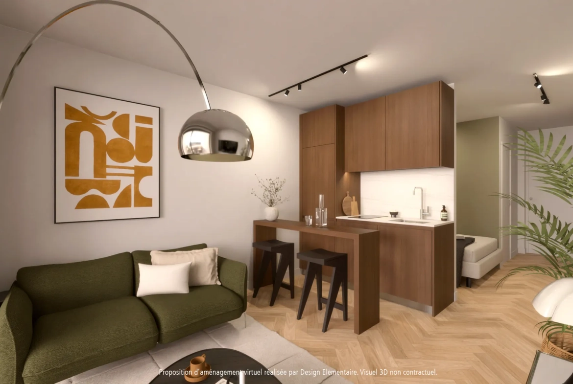 Appartement T1 à rénover de 35 m² avec balcon à Montpellier Antigone 