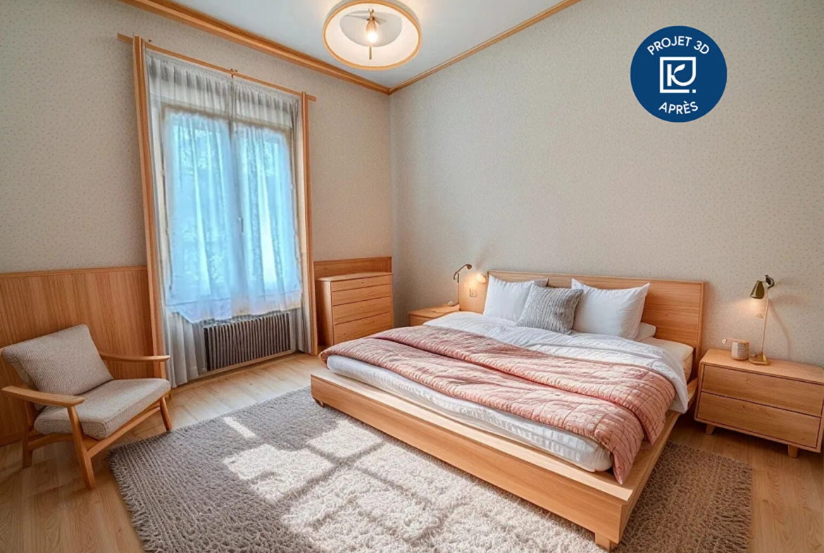 Maison 3 pièces 57 m² à Saint‑Brieuc – Quartier Robien, avec jardin constructible, garage et deux chambres.