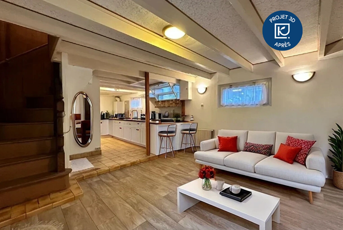 Maison 3 pièces 57 m² à Saint‑Brieuc – Quartier Robien, avec jardin constructible, garage et deux chambres.