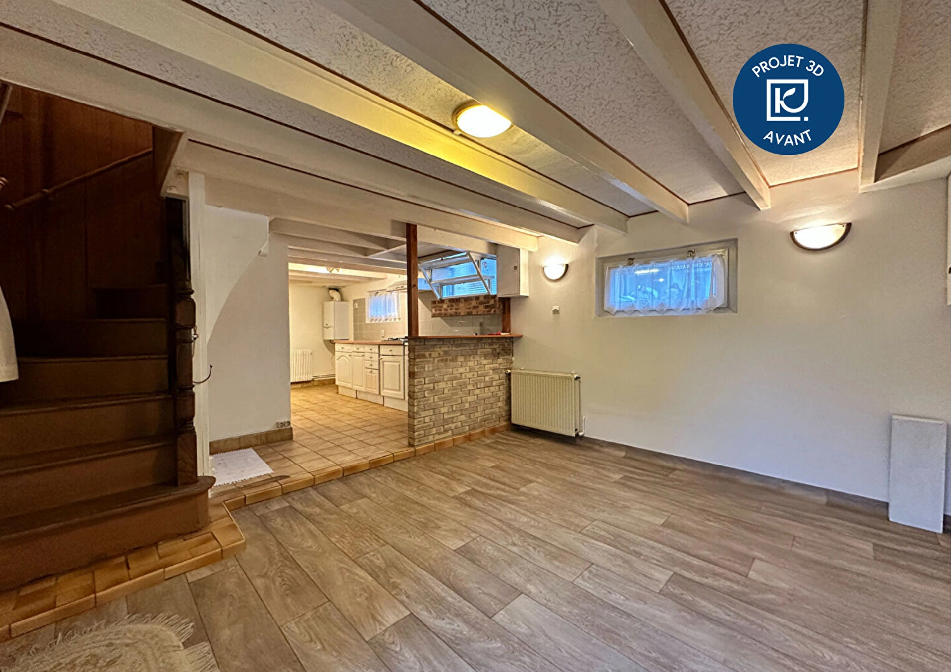 Maison 3 pièces 57 m² à Saint‑Brieuc – Quartier Robien, avec jardin constructible, garage et deux chambres.
