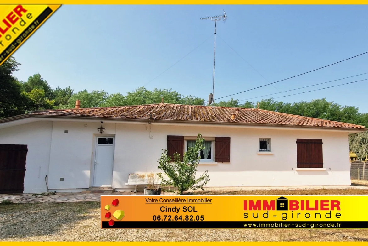 Maison de plain-pied avec garage et jardin à Bernos-Beaulac 