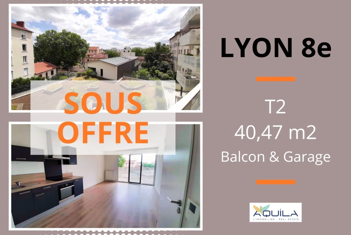 Appartement T2 de 40,47 m² avec balcon et garage à Lyon 8e 
