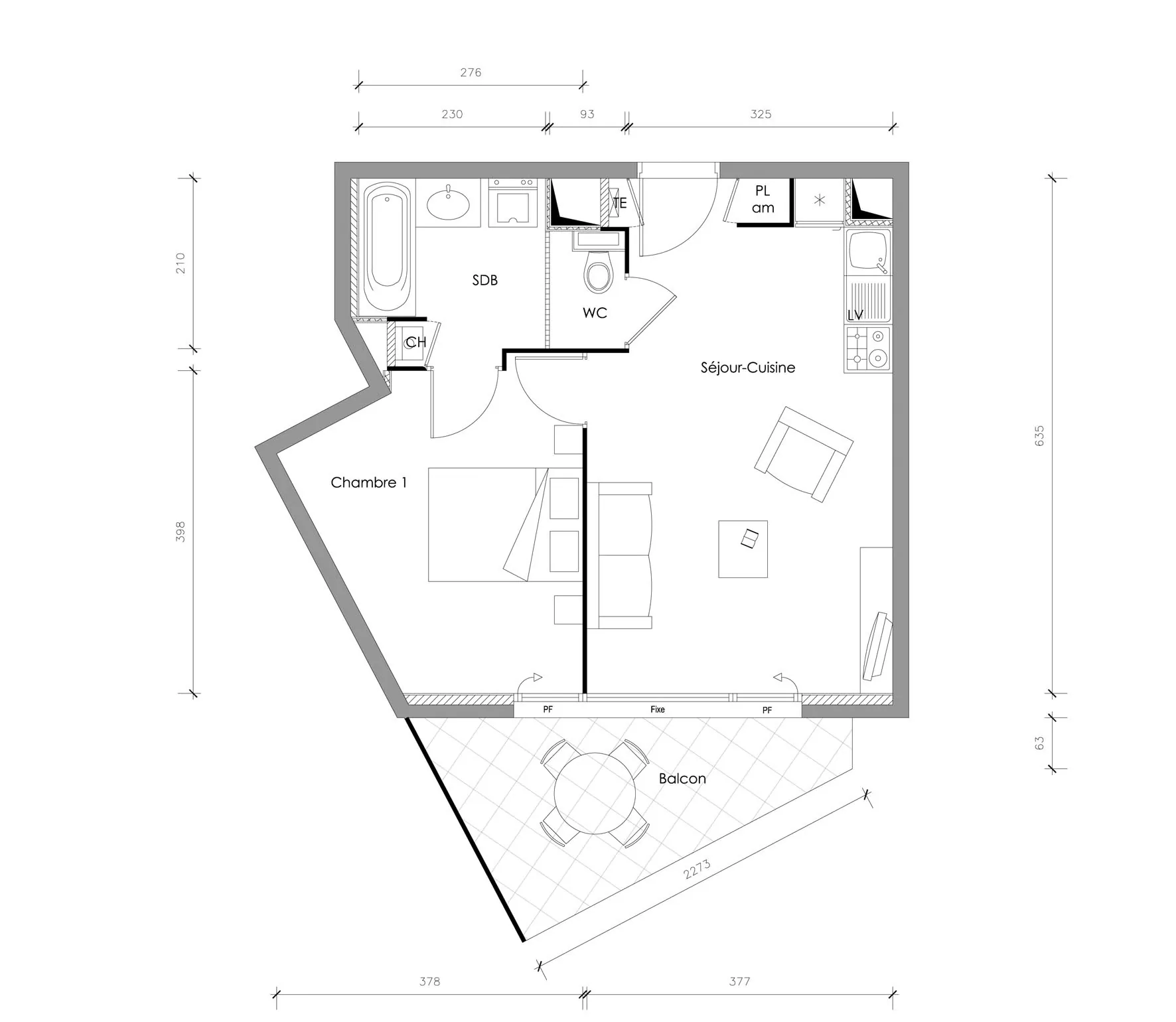 Appartement T2 de 40,47 m² avec balcon et garage à Lyon 8e 