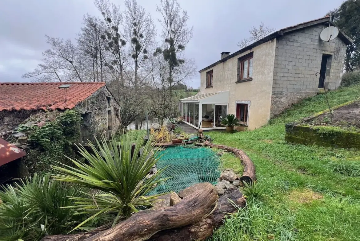 Maison en pierre rénovée avec magnifique vue sur la rivière à La Reorthe 