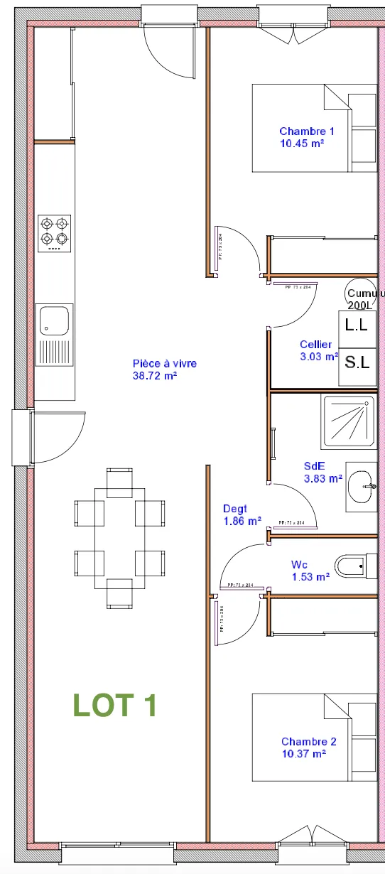 Maison de plain-pied rénovée avec jardin à Medis - 70 m² 
