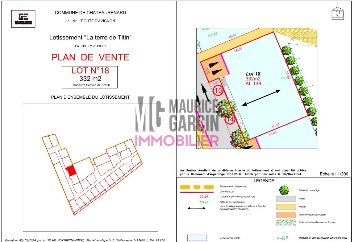 Terrain constructible à Châteaurenard, parcelles viabilisées et libres de constructeur 