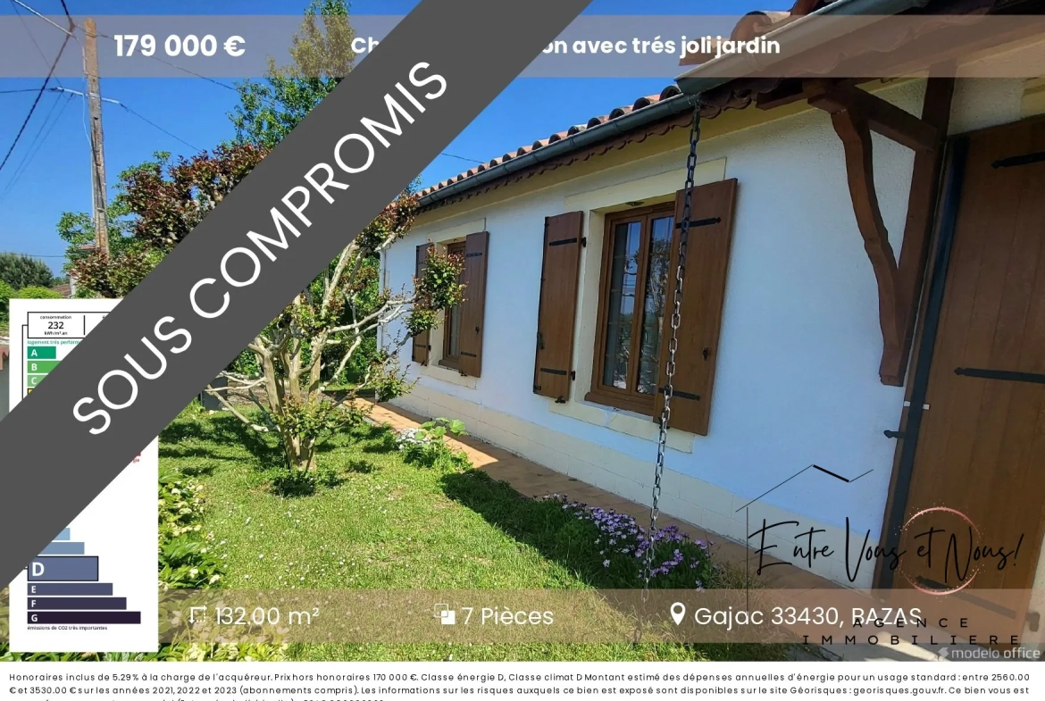 Charmante maison avec jardin arboré et terrain piscinable près de Bazas 