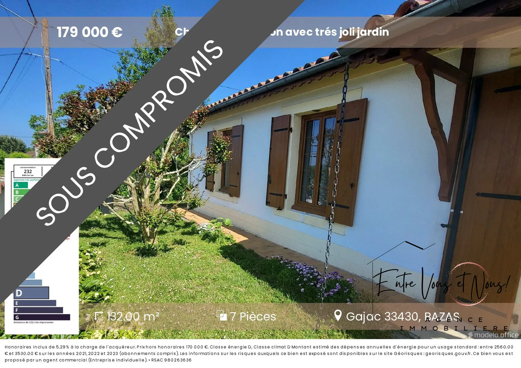 Charmante maison avec jardin arboré et terrain piscinable près de Bazas 