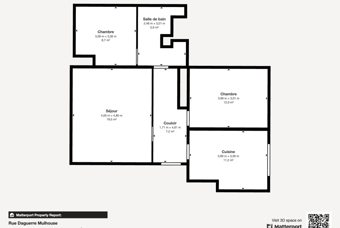 Appartement T3 à Mulhouse au cœur du centre-ville avec cave et ascenseur 
