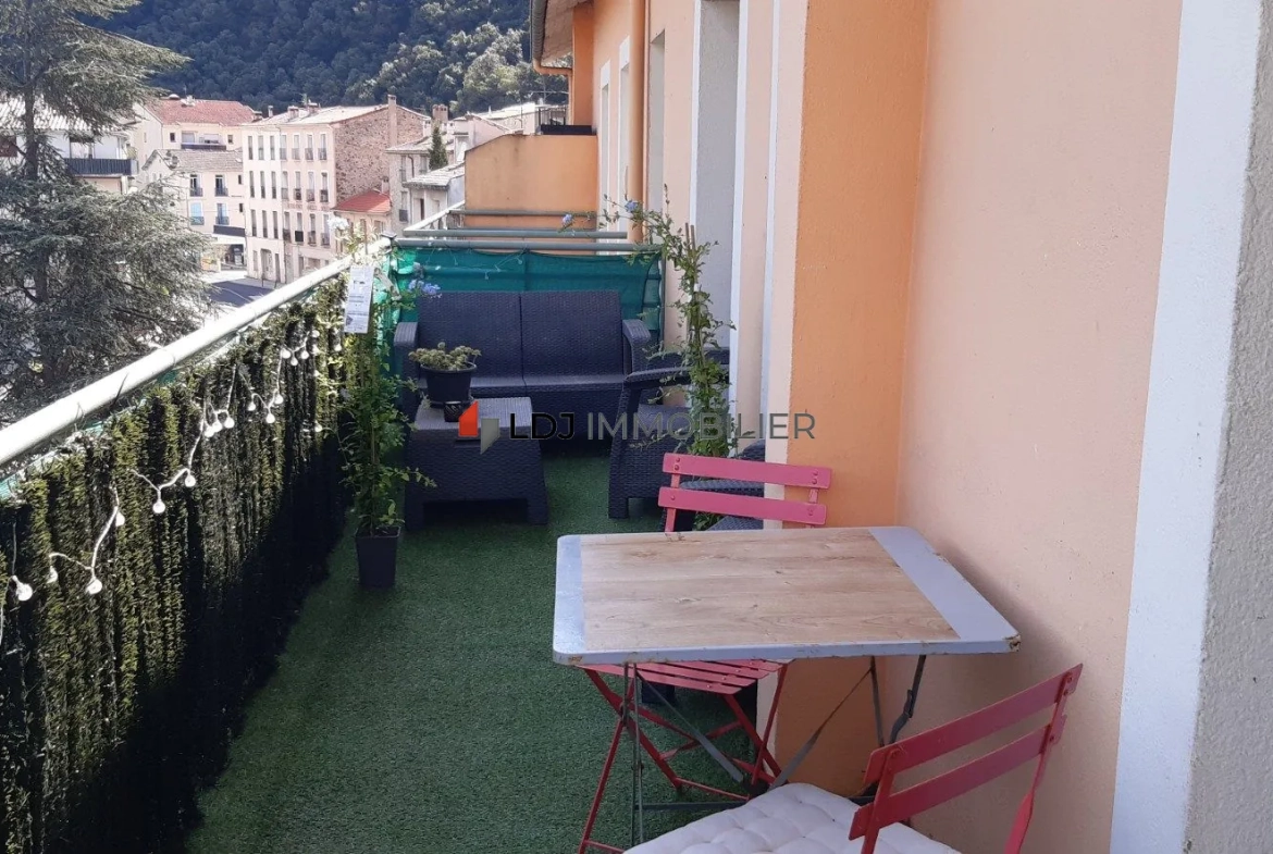 Appartement traversant de 82m² avec grande terrasse à Amélie-les-Bains-Palalda 