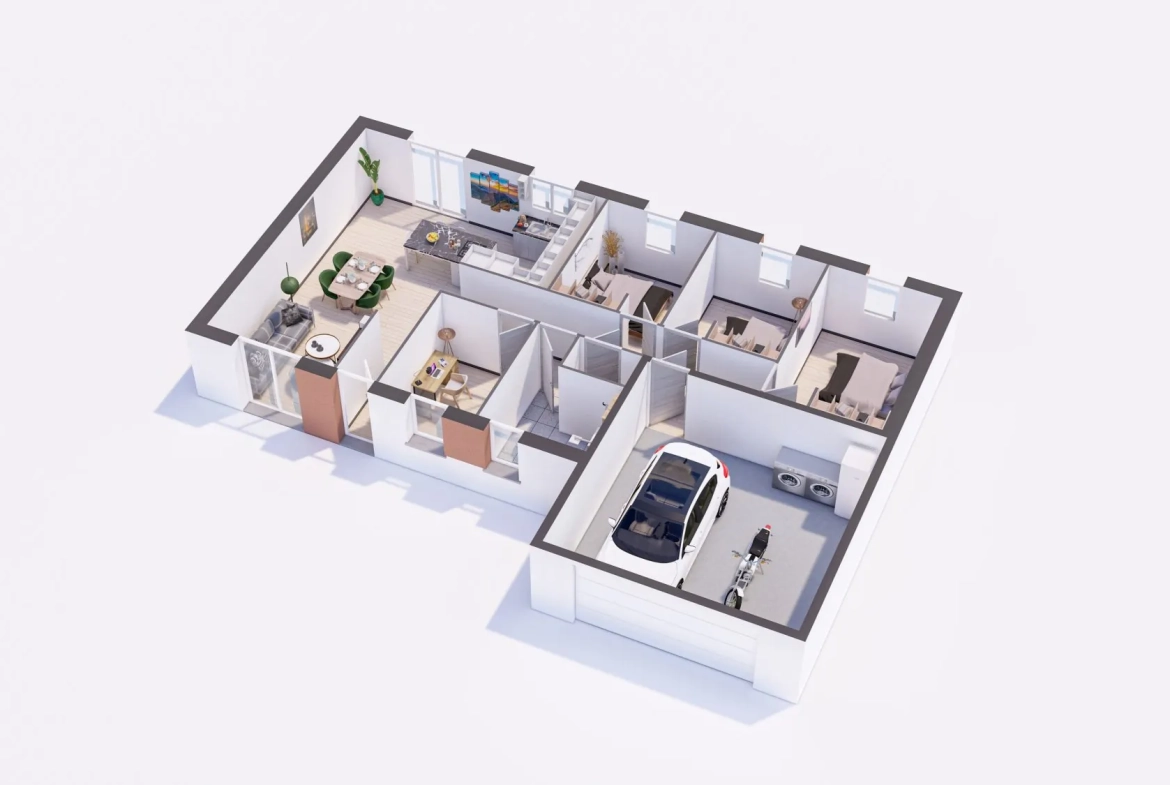 Maison neuve à Mont lès Neufchâteau – Modèle MISMAR, 91 m² avec garage 