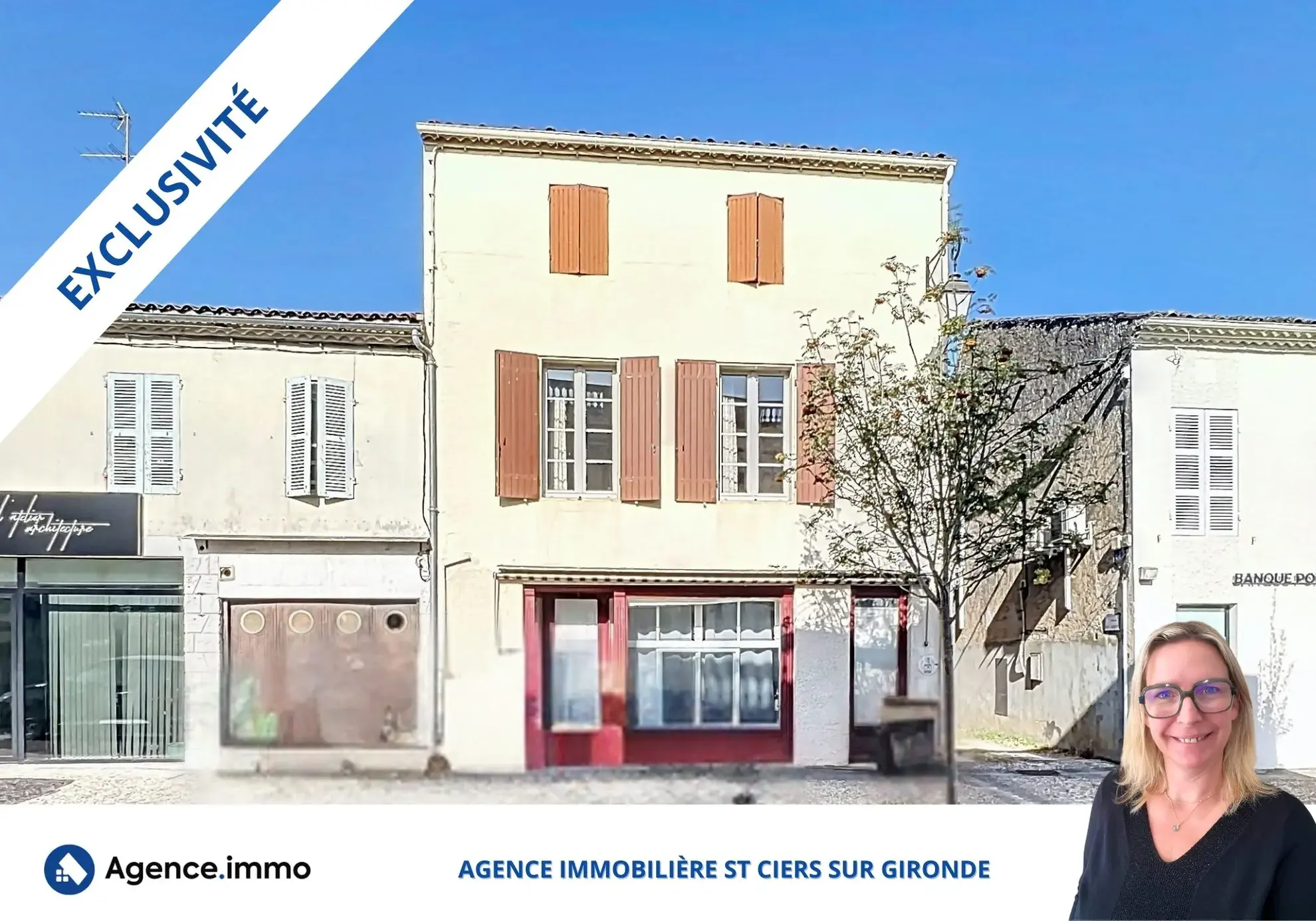 Immeuble de rapport à Saint-Ciers-sur-Gironde avec locaux loués et garages, excellente opportunité d’investissement 