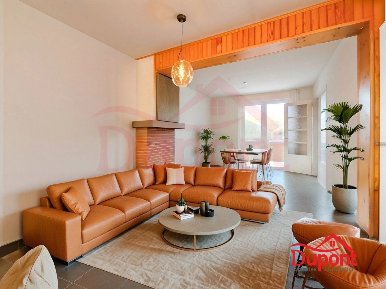 Proposition d'aménagement intérieur par l'IA Maison mitoyenne de 90 m² avec jardin et garage à Neuville-Saint-Rémy 