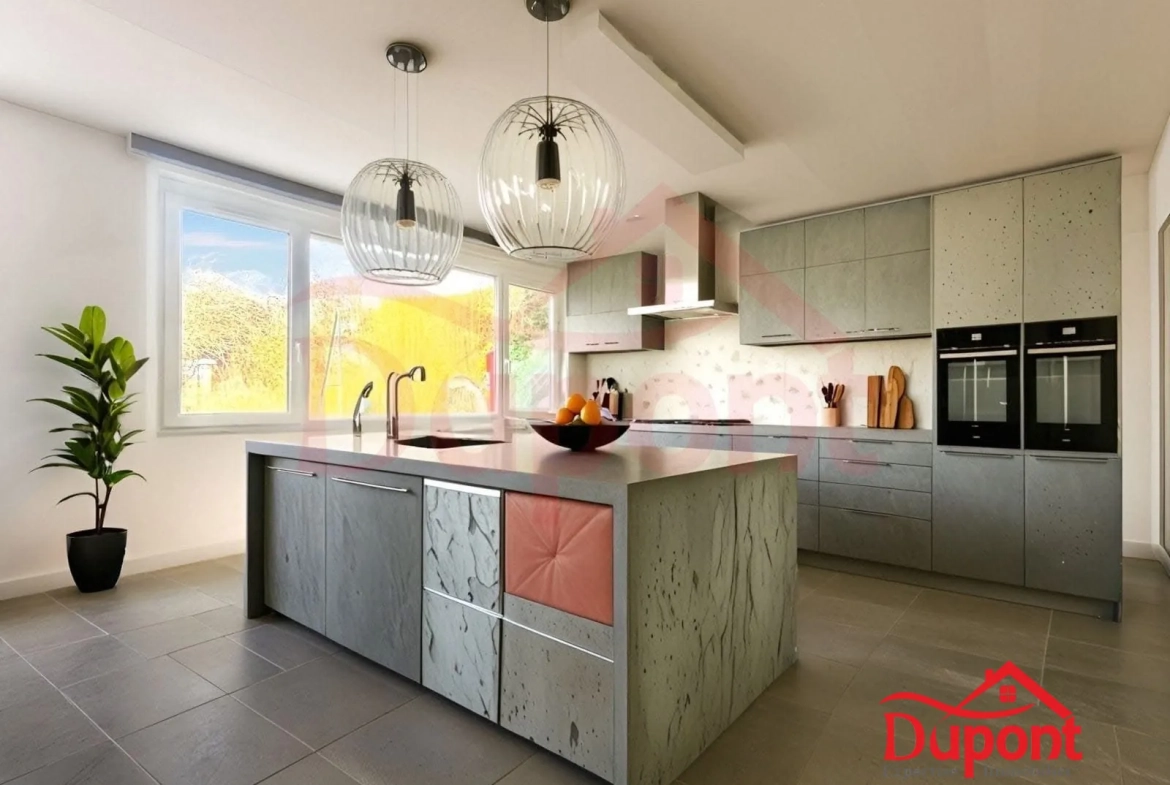 Proposition d'aménagement intérieur par l'IA Maison mitoyenne de 90 m² avec jardin et garage à Neuville-Saint-Rémy 