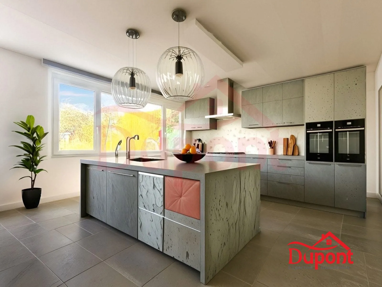 Proposition d'aménagement intérieur par l'IA Maison mitoyenne de 90 m² avec jardin et garage à Neuville-Saint-Rémy 