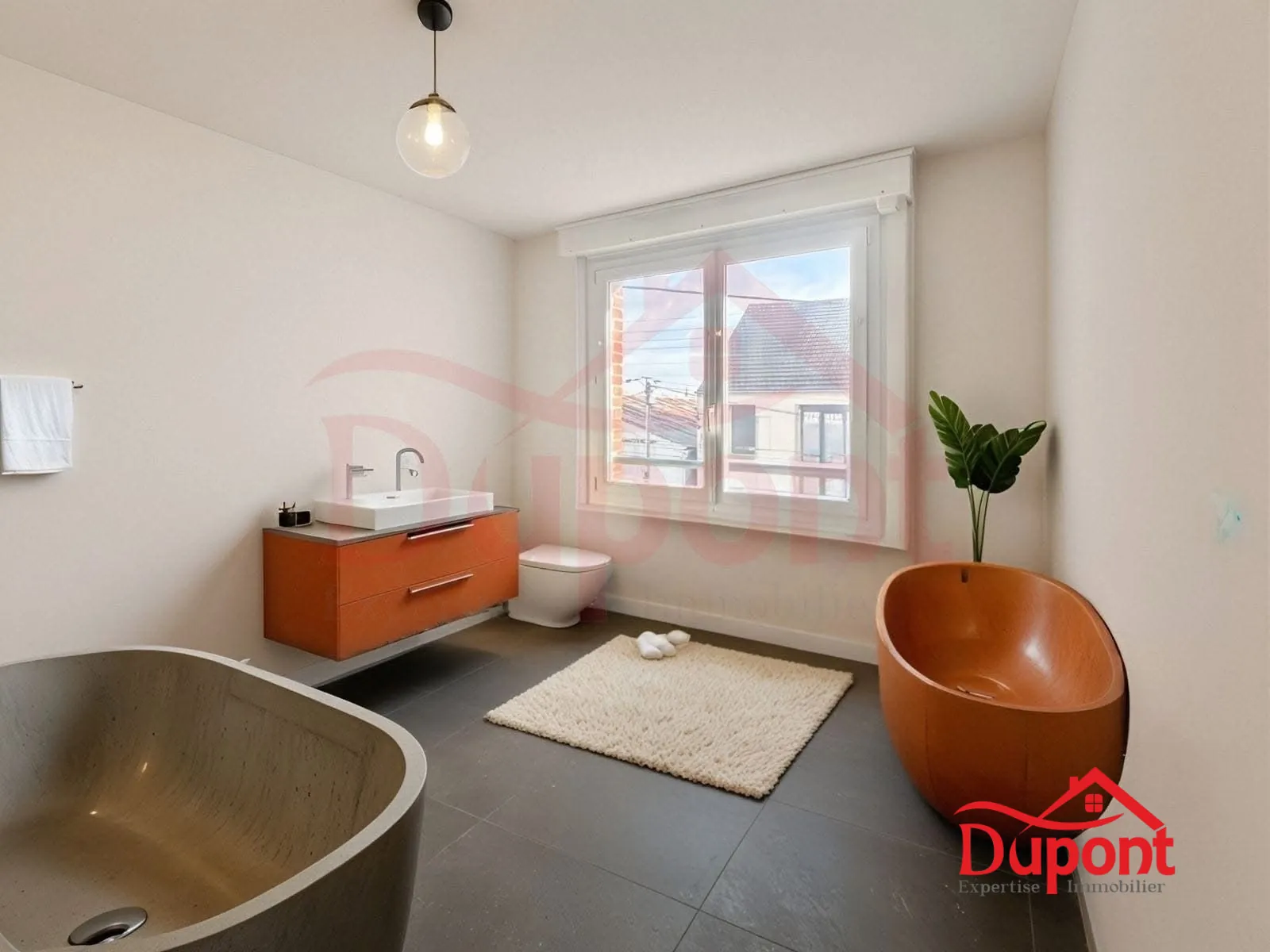 Proposition d'aménagement intérieur par l'IA Maison mitoyenne de 90 m² avec jardin et garage à Neuville-Saint-Rémy 