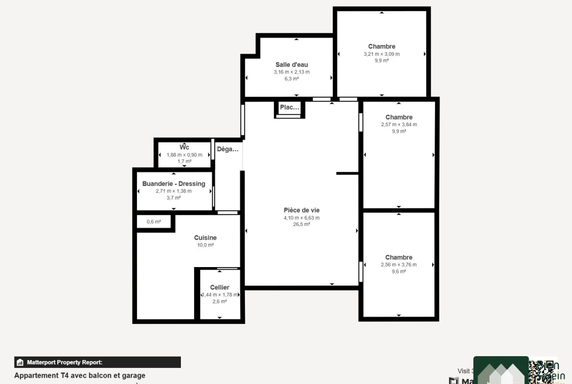 Appartement T4 avec balcon, garage à Lucé - Calme et bien situé 