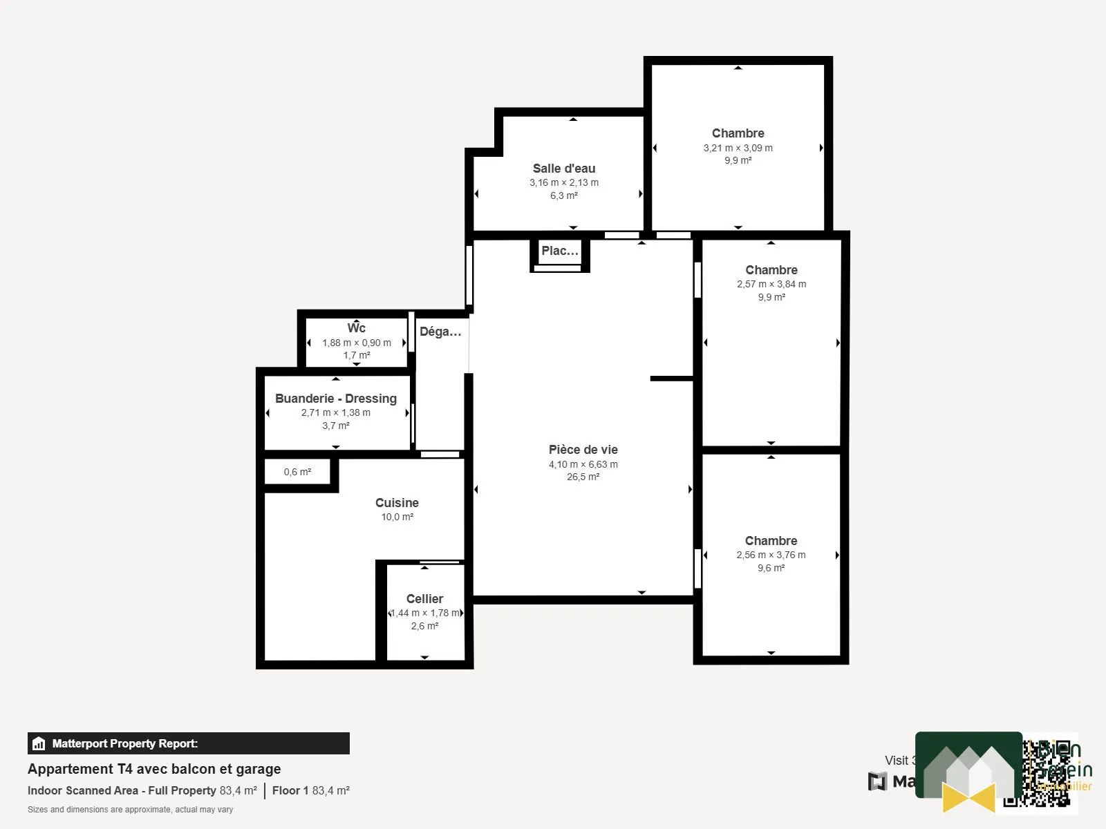 Appartement T4 avec balcon, garage à Lucé - Calme et bien situé 
