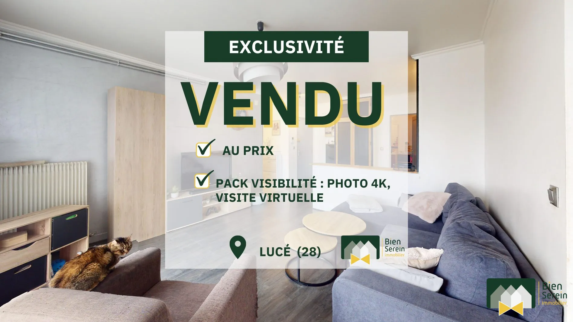 Appartement T4 avec balcon, garage à Lucé - Calme et bien situé 