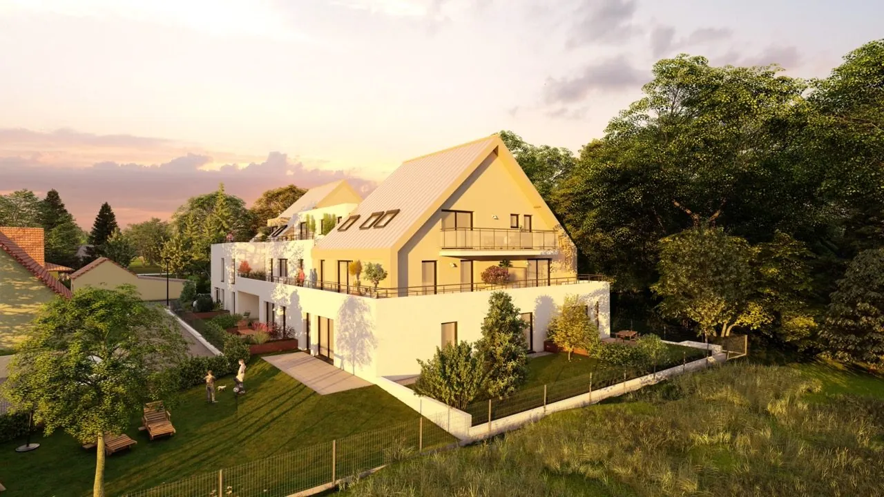 Appartement 2 pièces neuf avec grande terrasse en Attique à Oberhoffen-sur-Moder 