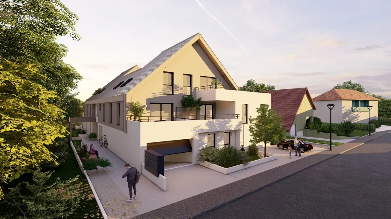 Appartement 2 pièces neuf avec grande terrasse en Attique à Oberhoffen-sur-Moder 