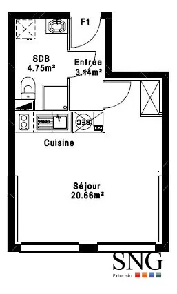 Studio à vendre à Saint-Ladre-Niergnies avec parking, idéal investisseur 
