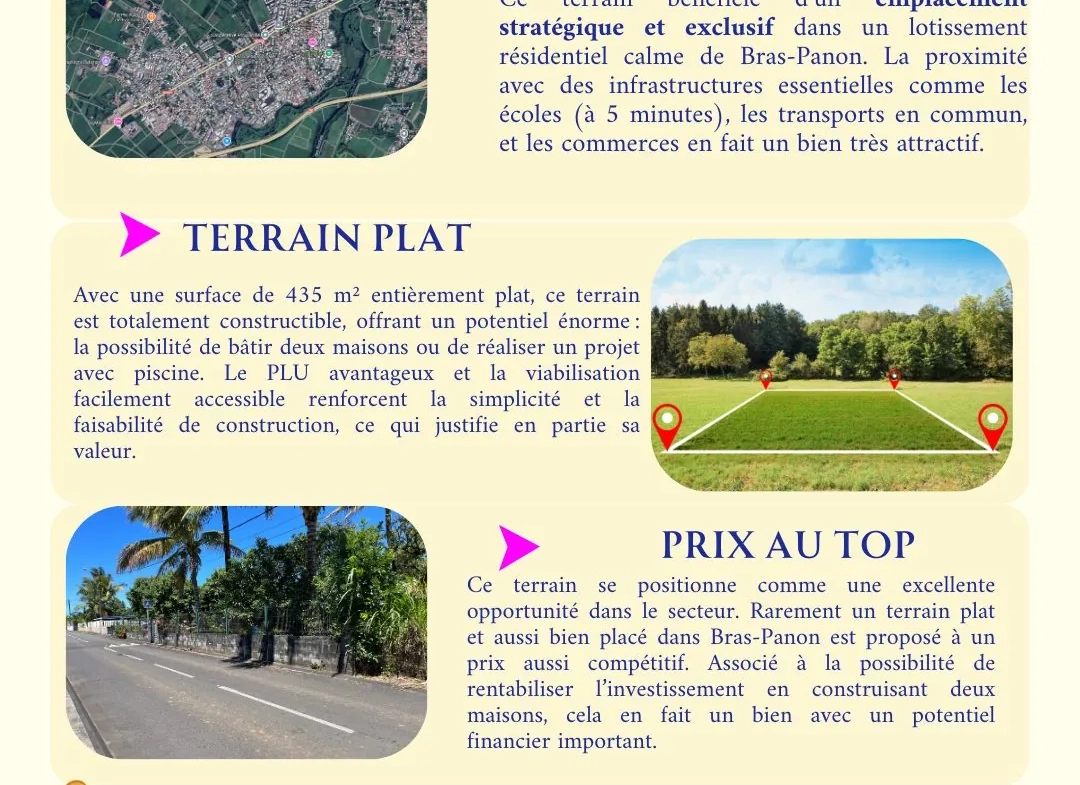 Terrain constructible de 435 m² à Bras-Panon, emplacement idéal et résidentiel 