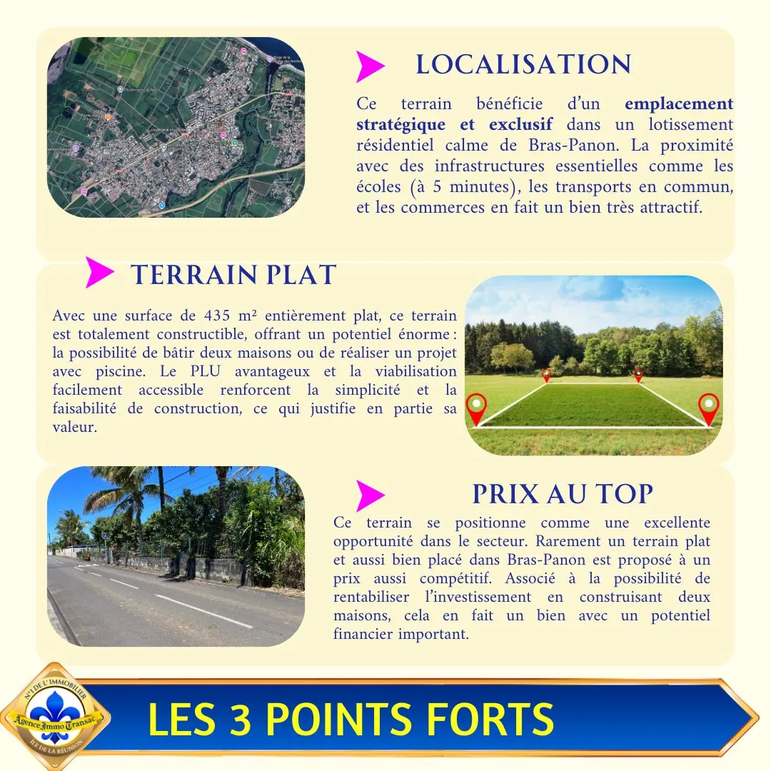 Terrain constructible de 435 m² à Bras-Panon, emplacement idéal et résidentiel 
