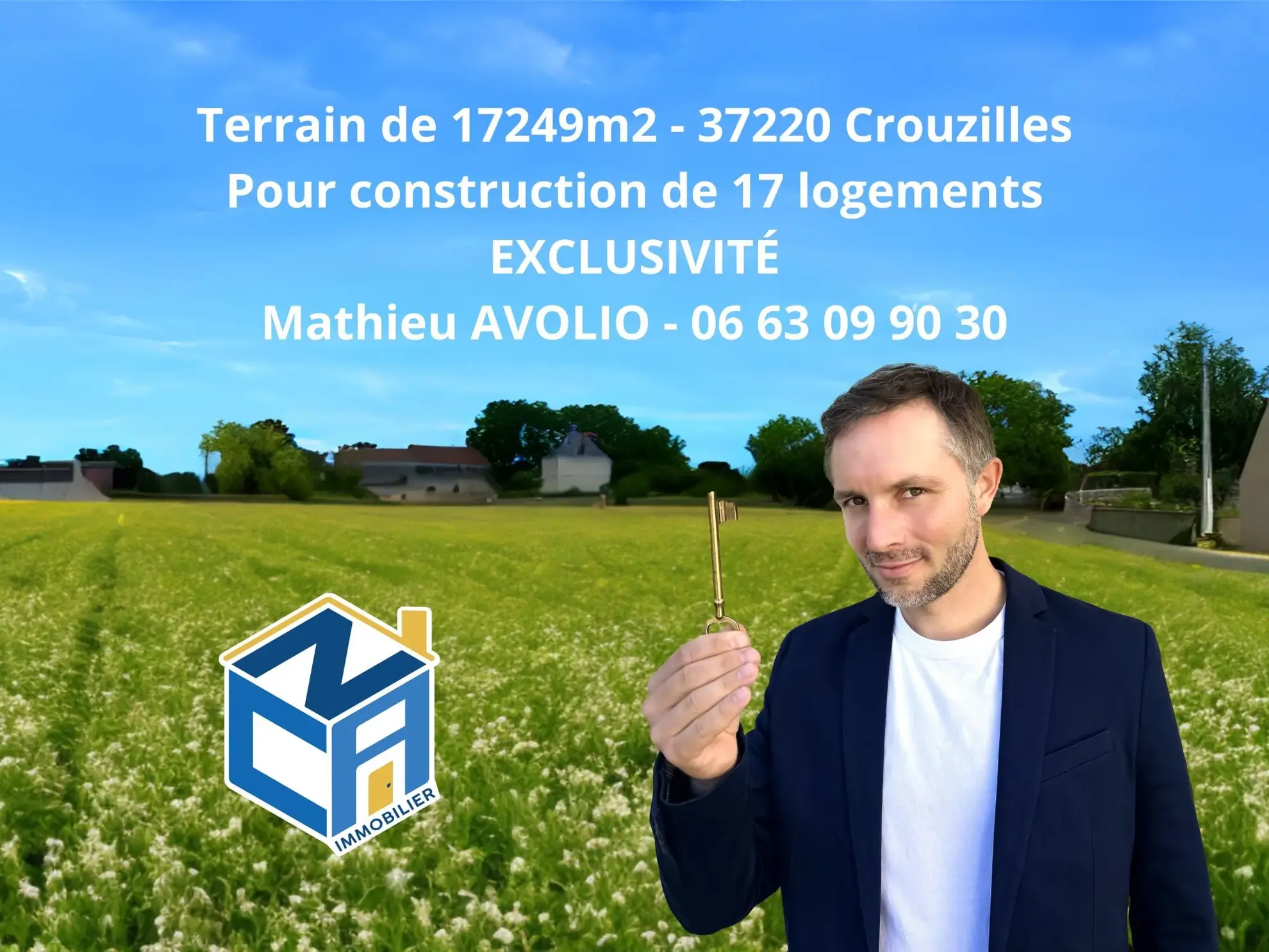 Terrain constructible de 17 249 m² sous OAP pour projet de 17 logements à Crouzilles 