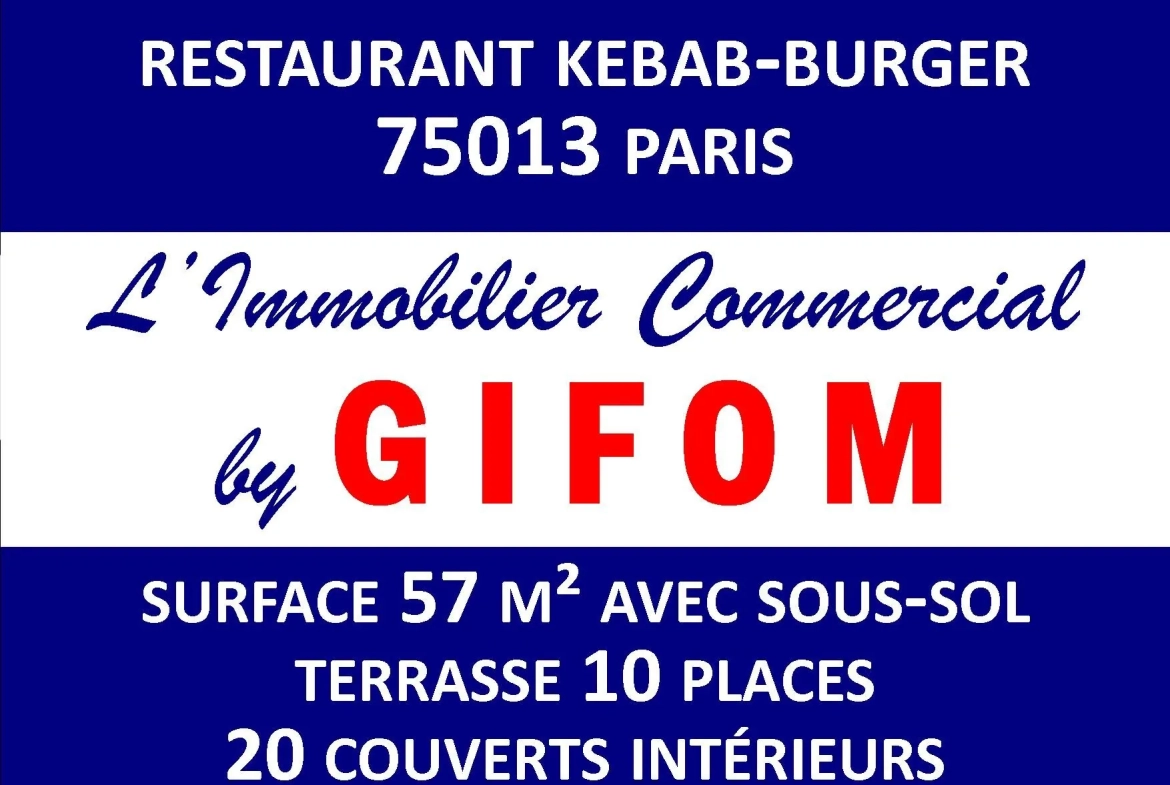Vente fonds de commerce restaurant rapide à Paris 13 - Gare avec terrasse 